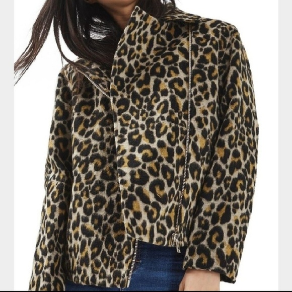 Topshop Jackets & Blazers - NWT Topshop leopard print biker jacket